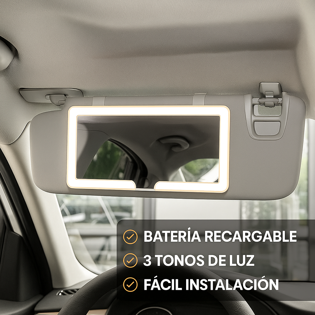 💡 Espejo LED de Maquillaje para Carro – Recargable & de Lujo 💄🚗
