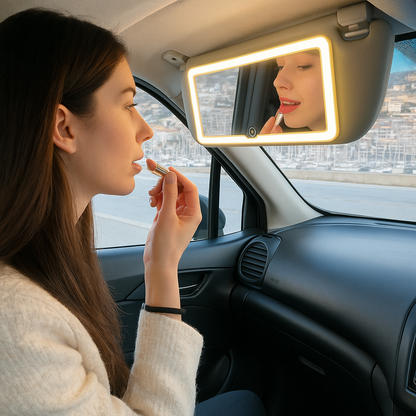 💡 Espejo LED de Maquillaje para Carro – Recargable & de Lujo 💄🚗