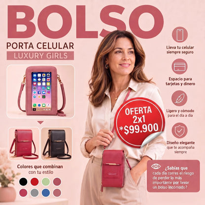 👜 Oferta 2x1: Bolso porta celular y documentos - Luxury Girl®✨