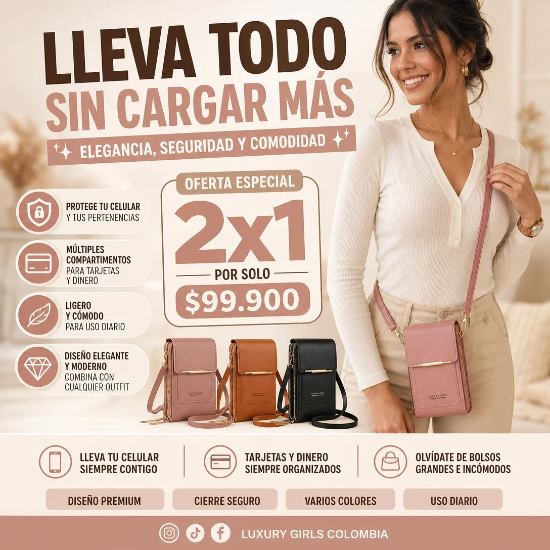 👜 Oferta 2x1: Bolso porta celular y documentos - Luxury Girl®✨