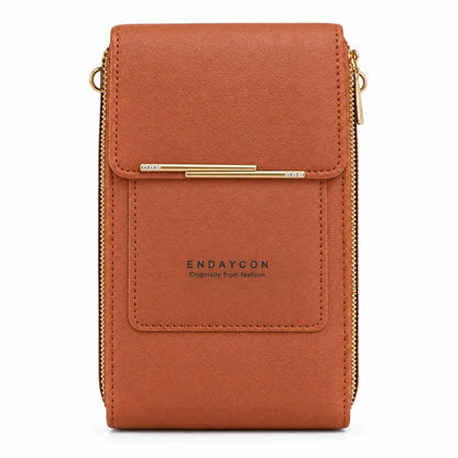 Bolso porta celular color café caramelo