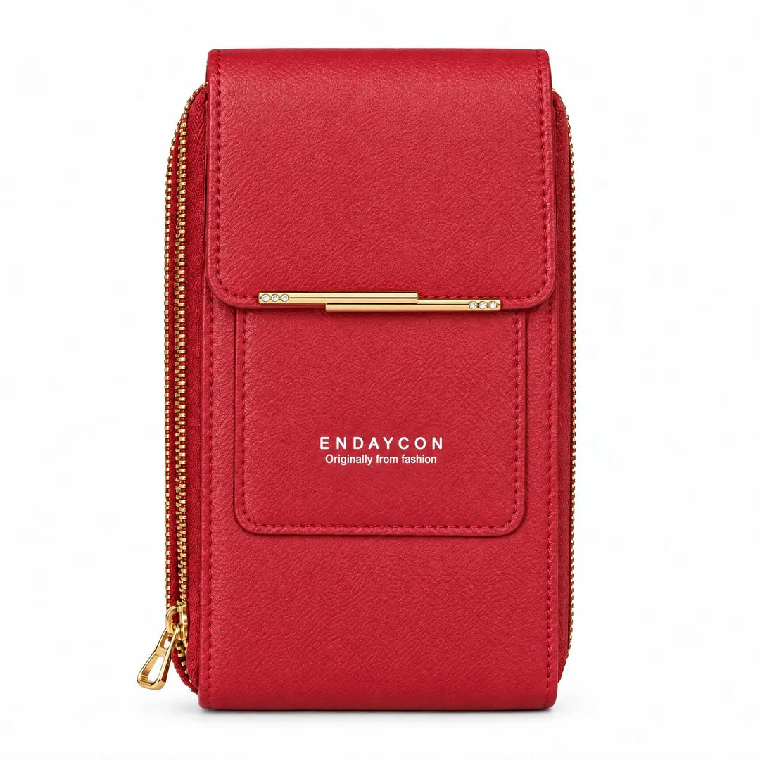 Bolso porta celular color rojo carmesí